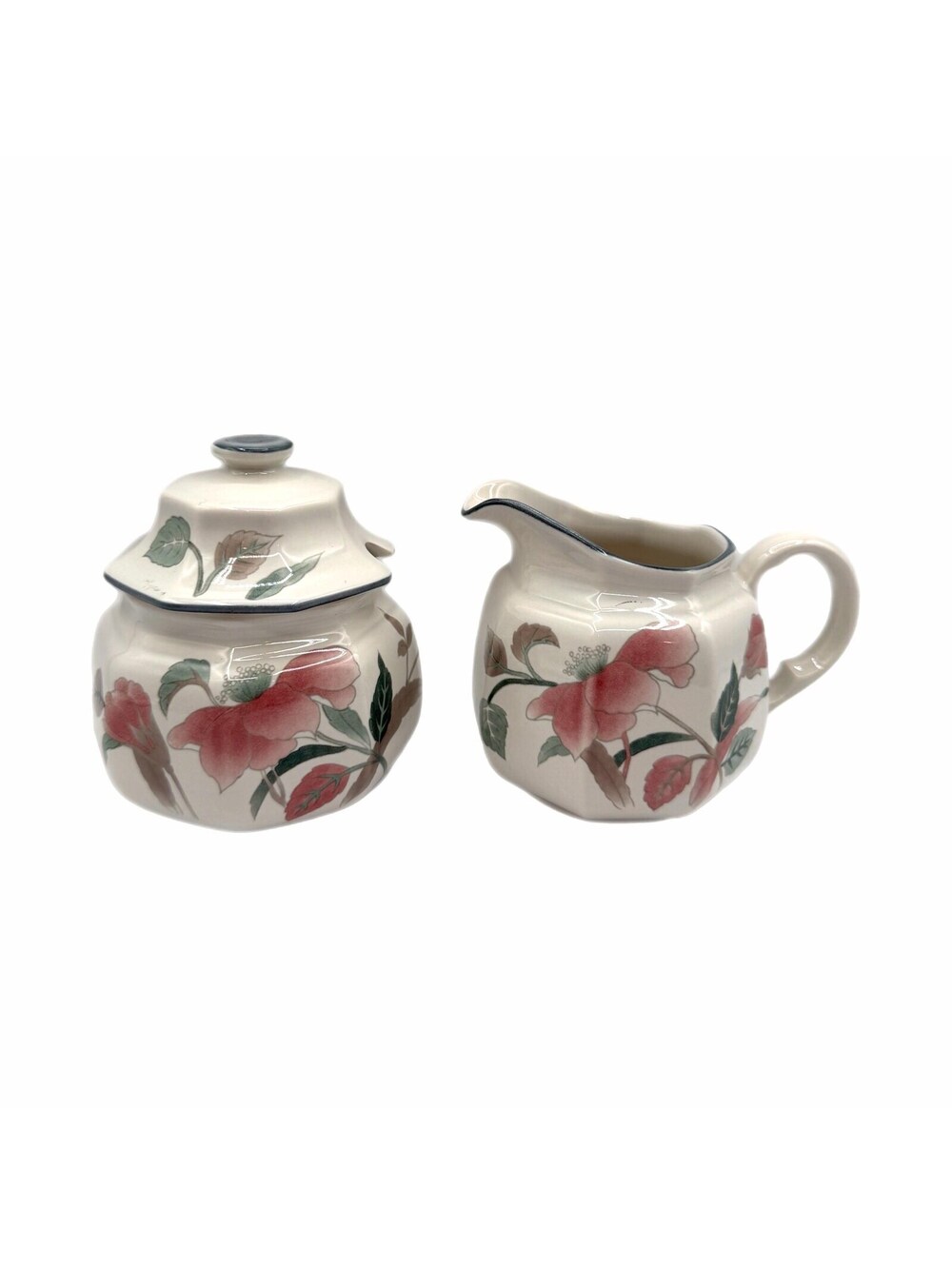 Vintage Mikasa Continental Silk Flowers Creamer & Sugar Bowl Set